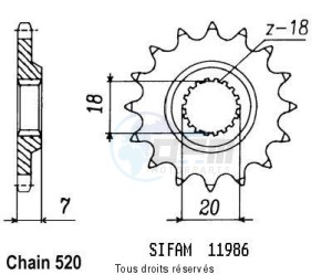 Product image: Sifam - 11986CZ12 - Sprocket Suzuki 125 Rm 1983-2001 11986cz   12 teeth   TYPE : 520 