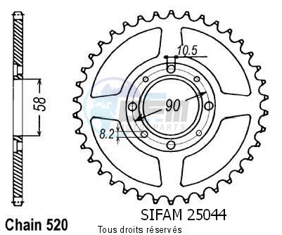 Product image: Sifam - 25044CZ35 - Chain wheel rear Mbx 125 F 84-85   Type 520/Z35  0