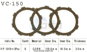 Product image: Kyoto - VC150 - Clutch Plate kit complete Mtx50 84-90   