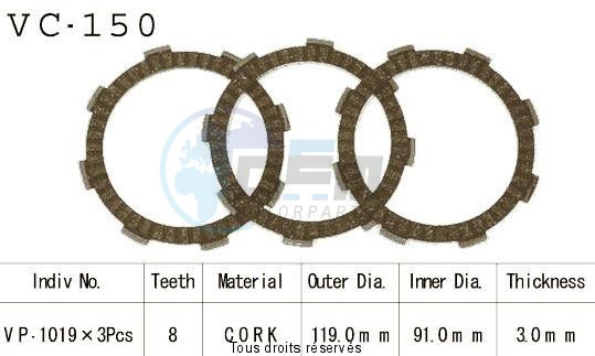 Product image: Kyoto - VC150 - Clutch Plate kit complete Mtx50 84-90    0