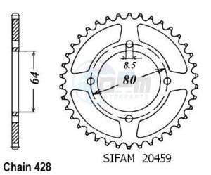 Product image: Esjot - 50-15015-39 - Chainwheel Steel TT - 428 - 39 Teeth - Made in Germany 