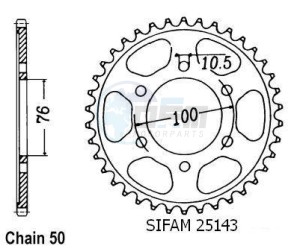 Product image: Esjot - 50-35043-43 - Chainwheel Steel Suzuki - 530 - 43 Teeth -  Identical to JTR816 - Made in Germany 
