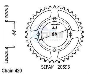 Product image: Esjot - 50-13003-42 - Chainwheel Steel TT Yamaha - 420 - 42 Teeth - Made in Germany 