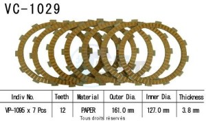 Product image: Kyoto - VC1029 - Clutch Plate kit complete Cbr1100 Xx 99-02   