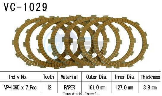 Product image: Kyoto - VC1029 - Clutch Plate kit complete Cbr1100 Xx 99-02    0