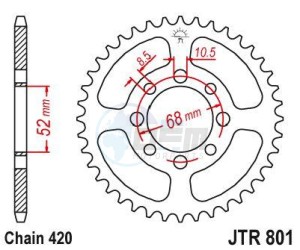 Product image: Esjot - 50-13009-38 - Chainwheel Steel TT Kawasaki - 420 - 38 Teeth -  Identical to JTR801 - Made in Germany 