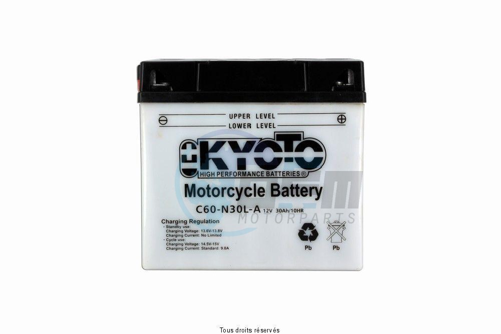 Product image: Kyoto - 712282 - Battery Y60-n30l-a L 187mm  W 130mm  H 170mm 12v 30ah Acid 1,7l  1