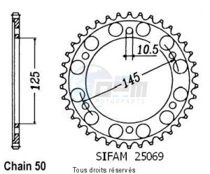 Product image: Sifam - 25069CZ44 - Chain wheel rear Fz 750 86-86   Type 530/Z44 