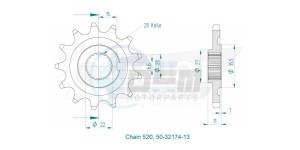 Product image: Esjot - 50-32174-13 - Sprocket TT Sherco 20 Cannelures - 520 - 13 Teeth- Made in Germany 