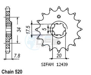 Product image: Esjot - 50-32125-14 - Sprocket Kymco - 520 - 14 Teeth -  Identical to JTF2439 - Made in Germany 