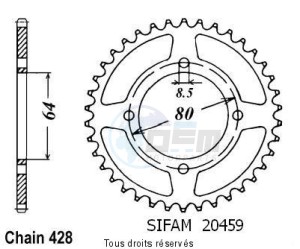 Product image: Sifam - 20459CZ36 - Tandwiel Achter Rs 125 Dx 76-84 39 