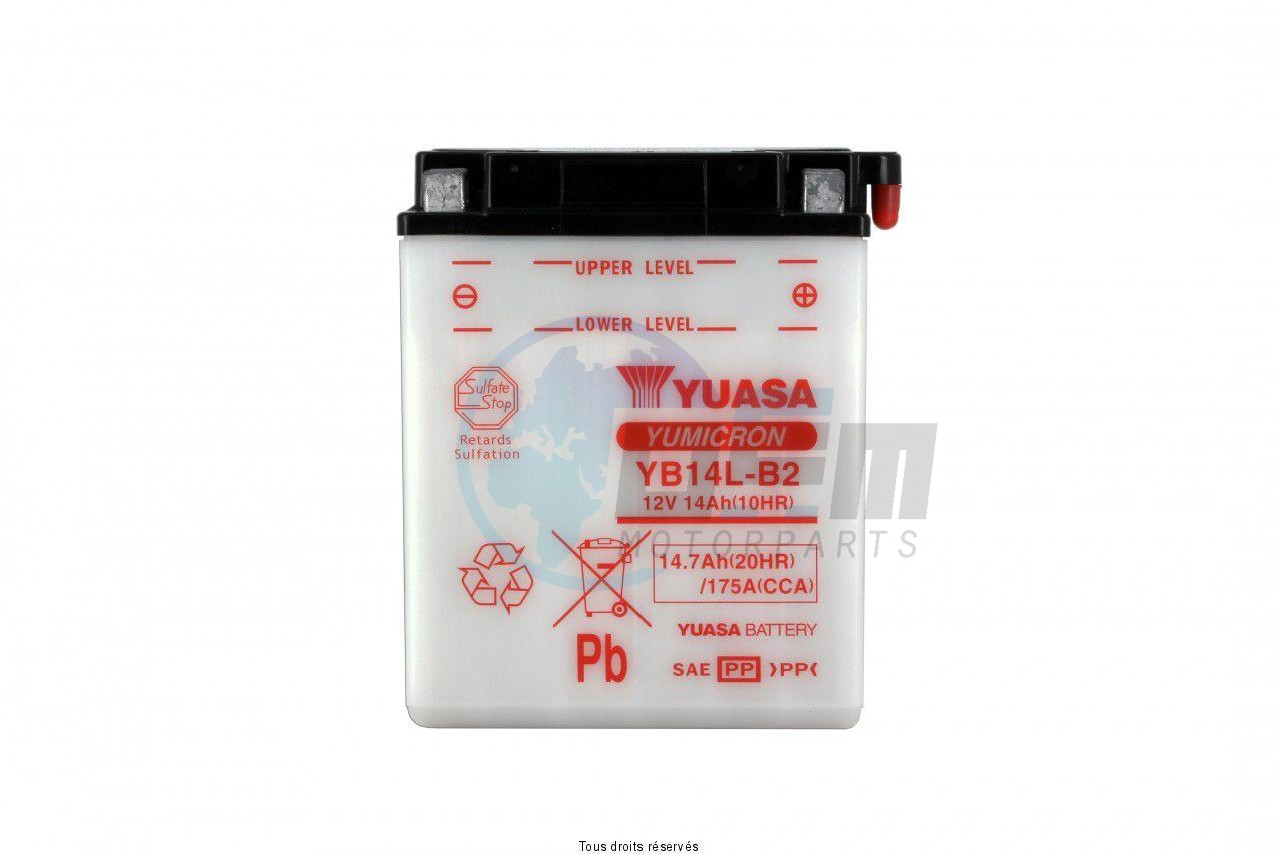 Product image: Yuasa - 812147 - Battery Yb14l-b2 L 135mm  W 91mm  H 167mm 12v 14ah  1