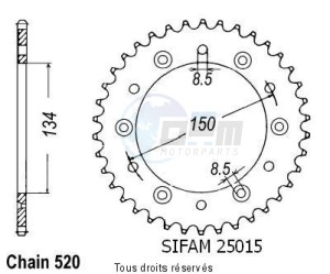 Product image: Sifam - 25015AZ46 - Chain wheel rear Kawasaki 125/250 Kx 1983-2007 Type 520/Z46 