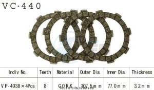 Product image: Kyoto - VC440 - Clutch Plate kit complete Kx80 A1/A2 79-80   