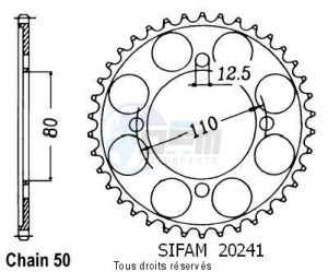 Product image: Sifam - 20241CZ37 - Chain wheel rear Cb 650 S Custom 82   Type 530/Z37 