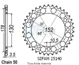 Product image: Sifam - 25140CZ46 - Chain wheel rear 900 Ie Elefant 93-97   Type 530/Z46 