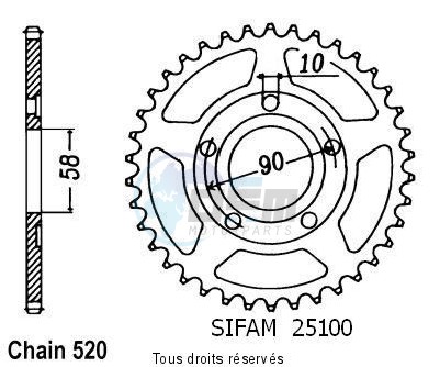 Product image: Sifam - 25100CZ35 - Chain wheel rear Nsr 125 90-98   Type 520/Z35  0