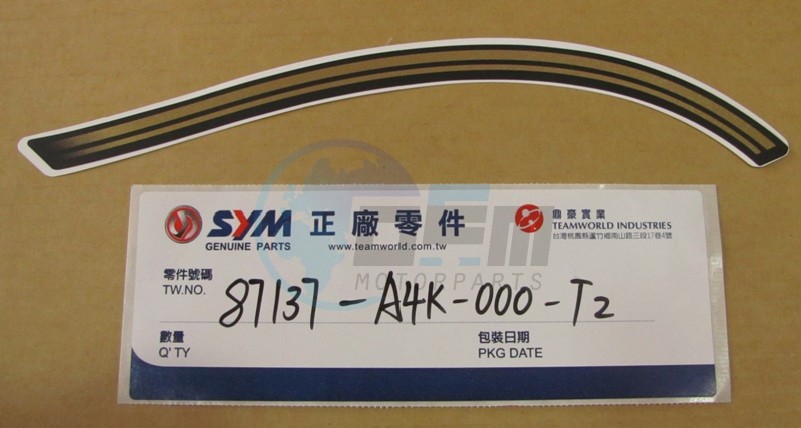 Product image: Sym - 87137-A4K-000-T2 - FR.FENDER R.STRIPE  1