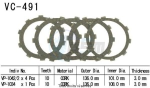 Product image: Kyoto - VC491 - Clutch Plate kit complete 125 Eliminator 01   