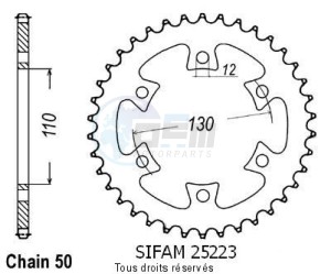 Product image: Sifam - 25223CZ36 - Chain wheel Bombardier 650 Ds 00-04   Type 530/Z36 