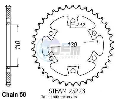 Product image: Sifam - 25223CZ36 - Chain wheel Bombardier 650 Ds 00-04   Type 530/Z36  0