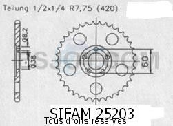 Product image: Sifam - 25203CZ44 - Chain wheel rear Rieju 50 Rs1 Evolutio   Type 420/Z44 