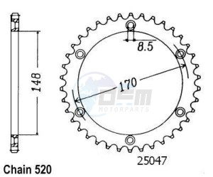 Product image: Esjot - 50-32012-42 - Chainwheel Steel TT Suzuki - 520 - 42 Teeth -  Identical to JTR828 - Made in Germany 