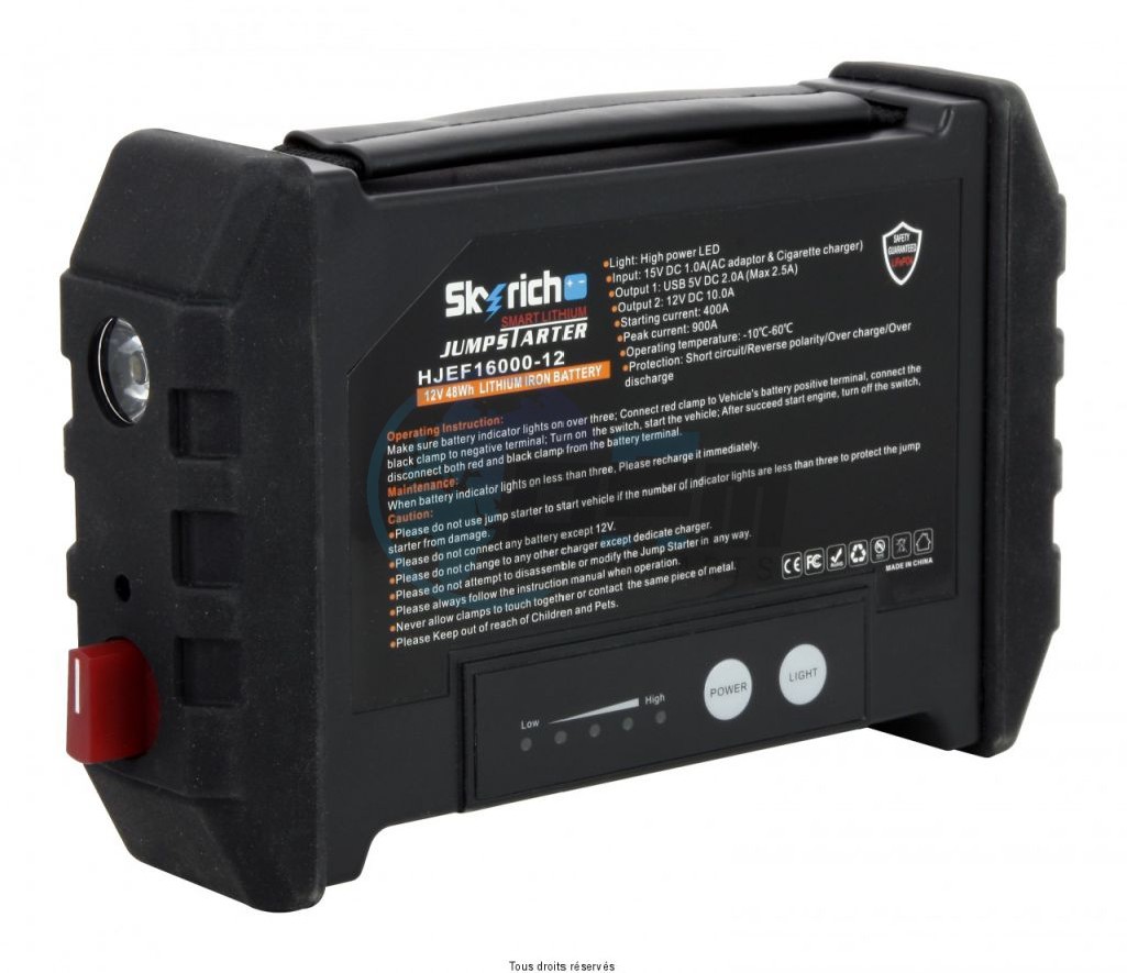 Product image: Skyrich - ACCUBST3 - Booster Lithium Moto/4x4/SUV Start : 400A till  900A with USB charger and Torch  2
