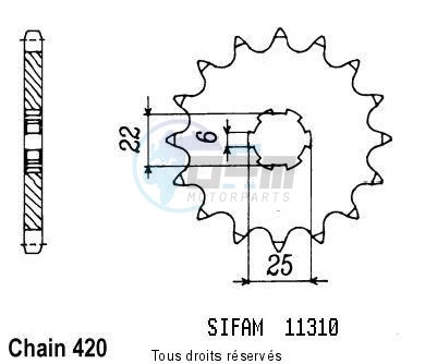 Product image: Sifam - 11310CZ15 - Sprocket Mtx 50 83-85   11310cz   15 teeth   TYPE : 420  0