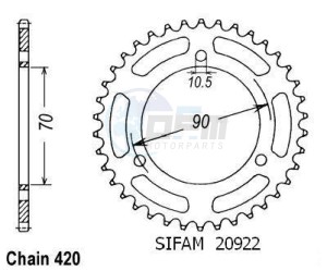 Product image: Esjot - 50-13001-42 - Chainwheel Steel TT Honda - 420 - 42 Teeth - Made in Germany 