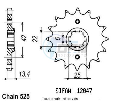 Product image: Sifam - 12047CZ16 - Sprocket Cb 450 Dx 89-92   12047cz   16 teeth   TYPE : 525  0
