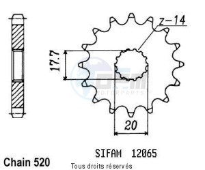 Product image: Sifam - 12065CZ14 - Sprocket Yamaha 125 Yz 1987-1999 12065cz   14 teeth   TYPE : 520 