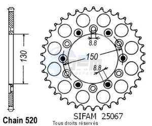Product image: Sifam - 25067CZ50 - Chain wheel rear Xr 600 R 88-90   Type 520/Z50 