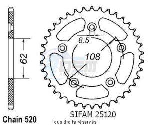 Product image: Sifam - 25120CZ41 - Chain wheel rear 125 Mito 92-98   Type 520/Z41 
