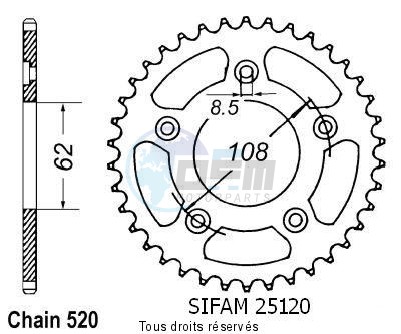 Product image: Sifam - 25120CZ41 - Chain wheel rear 125 Mito 92-98   Type 520/Z41  0