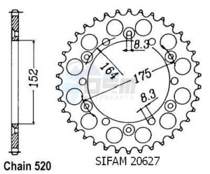 Product image: Esjot - 50-32003-44 - Chainwheel Steel TT Yamaha - 520 - 44 Teeth -  Identical to JTR853 - Made in Germany 