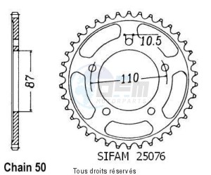 Product image: Sifam - 25076CZ43 - Chain wheel rear Rf 600 R 93-94   Type 530/Z43 