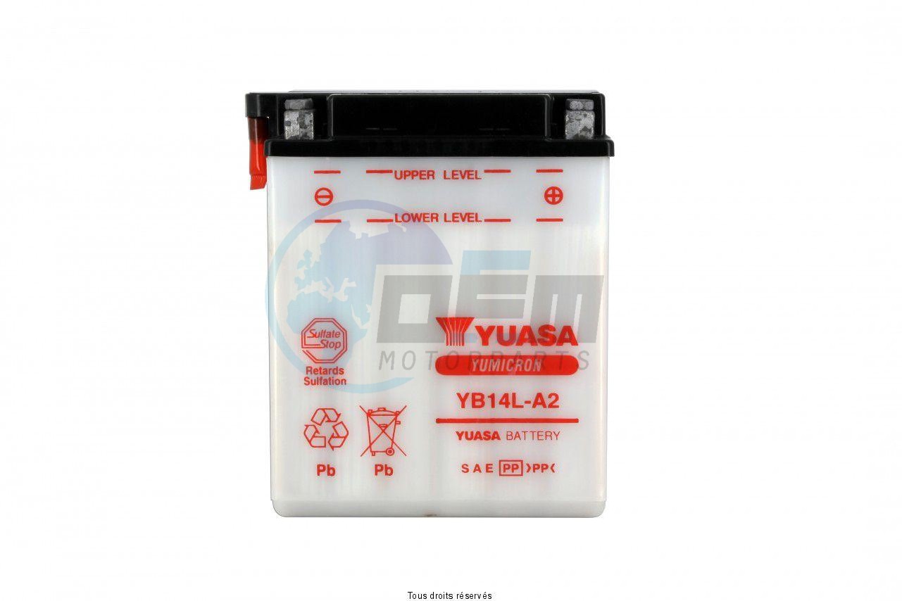 Product image: Yuasa - 812142 - Battery Yb14l-a2 L 135mm  W 91mm  H 167mm 12v 14ah  1