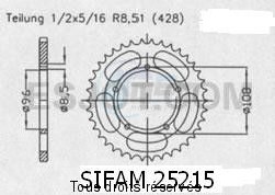 Product image: Sifam - 25215CZ49 - Chain wheel rear Mz 125 Super Motard 0   Type 428/Z49 