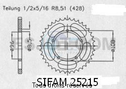 Product image: Sifam - 25215CZ49 - Chain wheel rear Mz 125 Super Motard 0   Type 428/Z49  0