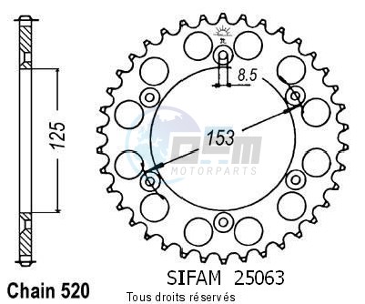 Product image: Sifam - 25063CZ48 - Chain wheel rear Honda 125/250/500 Cr Type 520/Z48  0