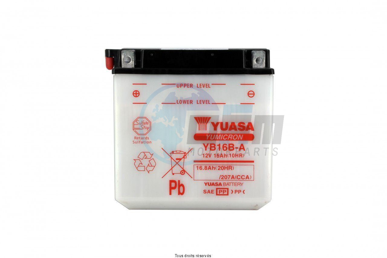 Product image: Yuasa - 812162 - Battery Yb16b-a L 162mm  W 92mm  H 162mm 12v 16ah  1