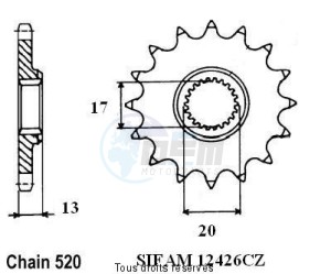 Product image: Sifam - 12426CZ12 - Sprocket Tm 125 Cross      12 teeth   TYPE : 520 