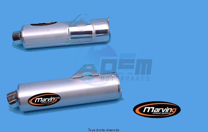 Product image: Marving - 01S2153 - Silencer  Rond GSX 1100 R W 96/97 Approved - Sold as 1 pair Ø104 Chrome Cover Alu  0