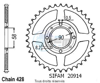 Product image: Sifam - 20914CZ34 - Chain wheel rear Cg 125 77-84   Type 428/Z34  0