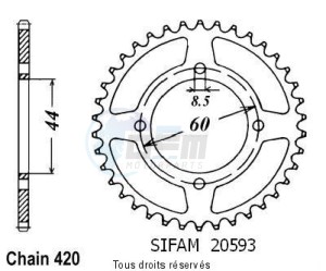 Product image: Sifam - 20593CZ32 - Chain wheel rear Chappy Ancien Model   Type 420/Z32 