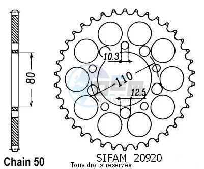 Product image: Sifam - 20920CZ41 - Chain wheel rear Cbr 1000 F 96-98   Type 530/Z41  0