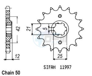 Product image: Esjot - 50-35006-15 - Sprocket Yamaha - 530 - 15 Teeth -  Identical to JTF571 - Made in Germany 