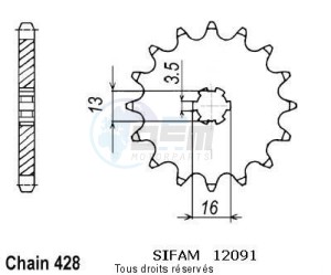 Product image: Sifam - 12091CZ13 - Sprocket Dt 80 Mx Espagne 83-84   12091cz   13 teeth   TYPE : 428 