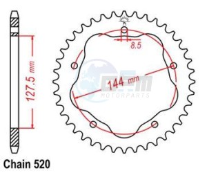 Product image: Esjot - 50-32075-42 - Chainwheel Steel Ducati - 520 - 42 Teeth- Made in Germany 